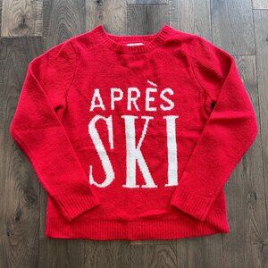 Cupcakes and Cashmere Après Ski Sweater Red White Graphic Pullover Size S